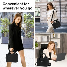 MOSISO Lunch Box, Lunch Bag for Women Men, Quilted Puffer Insulated Tote Bag, Large Capacity Reusable Leakproof Cooler with Front Buckle Pocket for Work, Travel, Picnic, Black