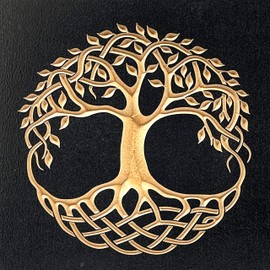Celtic Tree of Life Wooden Home Decor - 8 x 8 inches - Carved Shamrock Decor, Rustic Wall Art and Desk Decorations for Office and Home, Pure Black - True Stock Studios