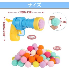 Phyxiul Cat Toy, Cat Pom Ball Mixed Colors, Ball Launcher for Cat Playing, Cat Excitement, Pet Lack of Exercise and Stress Relief, 20 Balls Included, 1 Ball Launcher