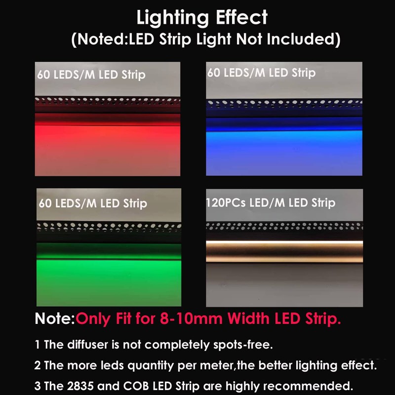 Besseto Black Baseboard LED Aluminum Channel,3 x 2m Toe Kick