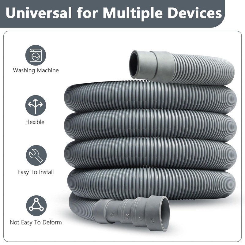 Storystore Washing Machine Drain Hose 1m, Universal Drain Hose Extension