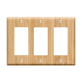 Kyvita 3 Gang Rocker Wallplates, Bamboo Switch Plate Covers Decorative, Light Switch Plate Outlet Cover for Bedroom Kitchen Home.