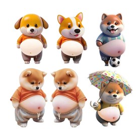 Dog Belly Sticker 3D [6 Sheets] 3D Squishy Sticker Soft Sticker for Smartphone Notebook Decoration (Dog A 6 Sheets)