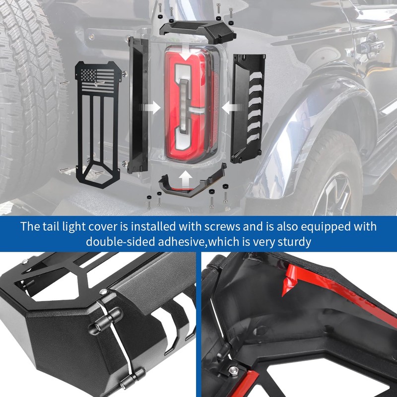 Taillight Covers Compatible with Ford Bronco Tail Light Protector Guard
