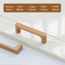 KOVNISE 2 PCS Cabinet Pulls Solid Wood Pulls Beech Original Wood Color Simple Modern Style for Cabinet Cupboard Door Drawer Dresser Drawer (96mm)
