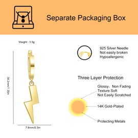 ToHeart lightning earrings Lightweight gold drop earrings for women Christmas Gifts
