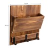 ExoLiry Rustic Brown Wooden Wall Mounted Mail Organizer Hanging Rack