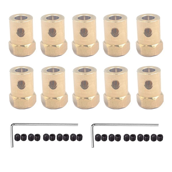 Pack of 10 7 mm Brass Hexagonal Shaft Coupling Motor