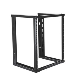 AEONS 12U Open Frame Wall Mount 19-Inch IT Network Server A/V Equipment Rack 16" Depth 12-24 Threaded 2-Post Mounting, Black
