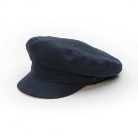 Sterkowski Model Pireus | 100% Linen Breton Cap for Men and Women | Boating Greek Fisherman Nautical Sailor Hat Seafarer Vintage Sun Protection Casual Summer Breathable Fashion Yachting Navy Blue 59