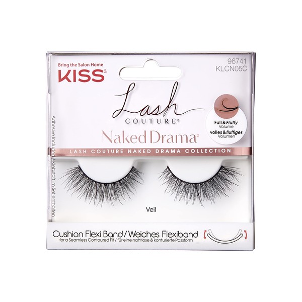 Kiss Lash Couture Naked Drama Collection #96741 KLCN05C False Eyelashes with Soft Flexible Tape and Glue