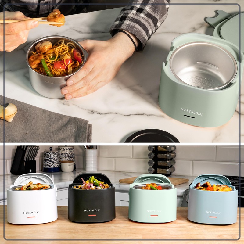 Nostalgia Portable 20-Ounce Electric Heated Lunch Box – Travel Size