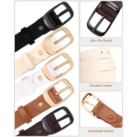 SATINIOR 5 Pack Women's Leather Belts for Jeans & Dresses (M: Fit Waist 31-36 Inches)