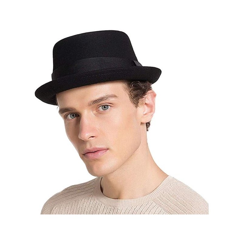 Vikodah Pork Pie Hat Wool Felt Bowler Porkpie Boater Derby
