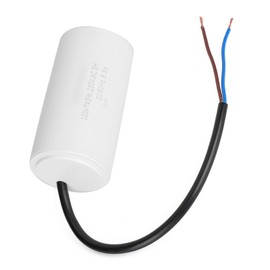 CBB60 Capacitor Easy Wiring 250V AC 120uF 50 60Hz CBB60 Motor Condenser Epoxy Resin Seal Construction PBT Plastic Material Shell Heat Resistant Current Impact Resistant Condenser with Lead Wire