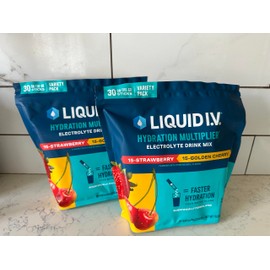 Liquid Hydration Multiplier, 30 Individual Serving Stick Packs in Resealable Pouch Flavor : Golden Cherry & Strawberry (pack of 2), 2.7 pounds