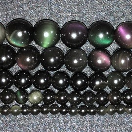 Cynbpm Rare Gemstone Natural Stone Beads Rainbow Obsidian Round Loose Beads for Jewelry Making DIY Bracelet Necklace 6mm