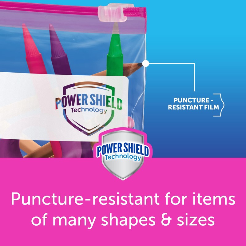 Ziploc Quart Food Storage Slider Bags, Power Shield Technology for