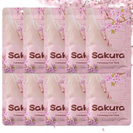 ASMAYSA 10 Pack Sakura Peel Foot Mask Bulk, Exfoliating and Moisturizing Socks for Dry Cracked Feet, Gentle Dead Skin and Callus Removal, Softening Spa Treatment for Women and Men