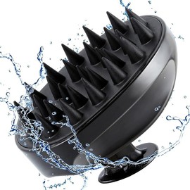 Shampoo Brush Hair Scalp Scrubber Head Massager for Stress Relax Hair Growth, Shower Hair Brush for Women Men, BlackChristmas Bath Cleaning Silicone Personal - Colour: Black