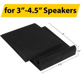 Sound Addicted - Studio Monitor Isolation Pads for 3-4.5 inches Small Speakers, Pair of 2 High Density Dampening Acoustic Stands Foam which Fits Most Bookshelf’s and Desktops | SMPad 4