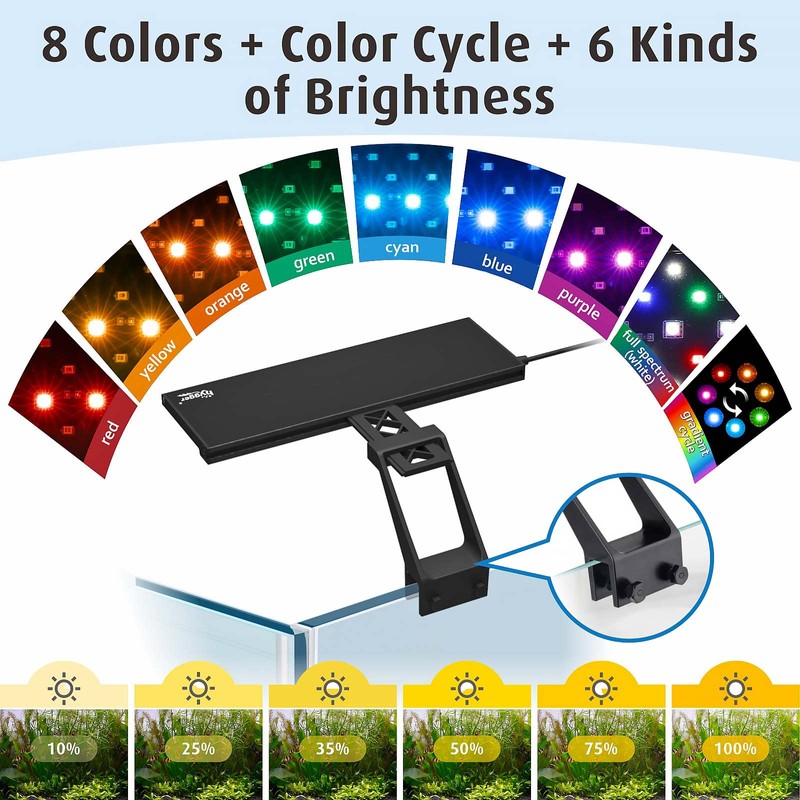 hygger Clip On Full Spectrum Aquarium LED Light, 18W Day-Night