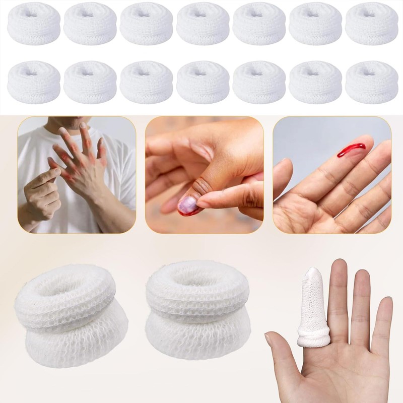 BTGOU 30pcs Bobs Thumb Bandage Finger Bandage Tubular White Cotton