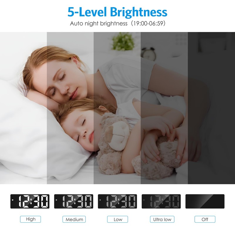 AMIR Digital Alarm Clock, [Upgraded Version] LED Clock for Bedroom,