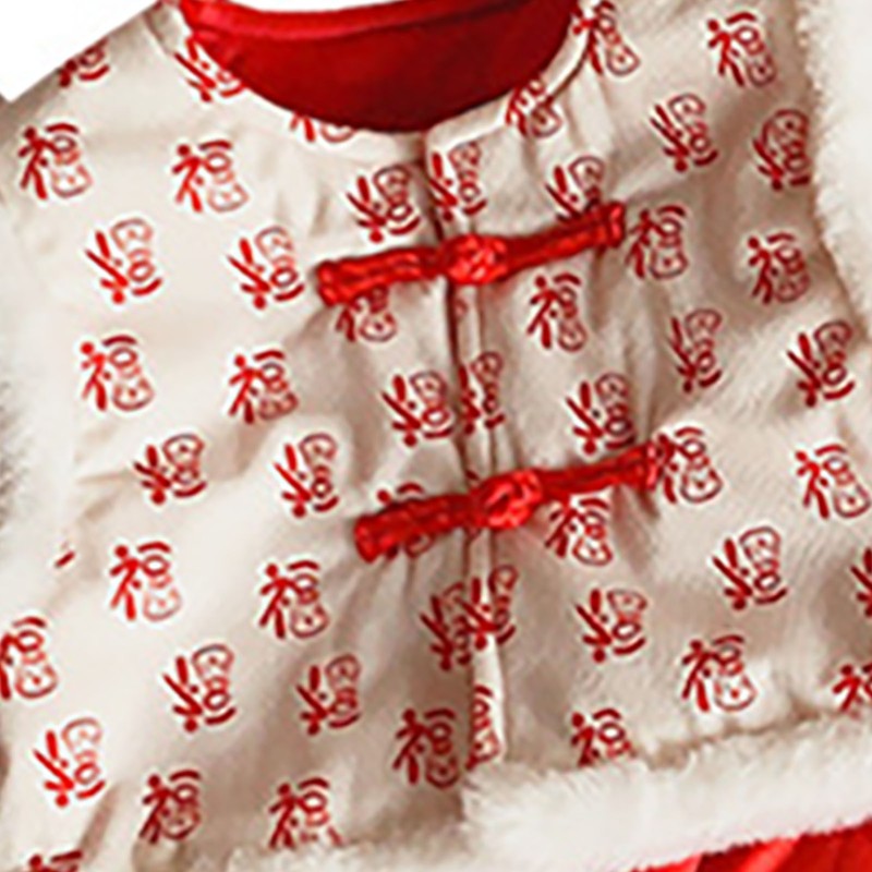 Chinese New Year Baby Romper Cotton Vintage Coil Buckle Festive