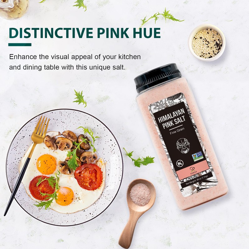 Soeos Himalayan Pink Salt Fine 39 oz + Ground Black