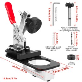 FRULX 35mm Concealed Door Hinge Jig, Aluminum Alloy Accurate Locking Cabinet Hinge Hole Drilling Jig, for Door Concealed Installation Household Tools Aluminum Alloy Hole Opener, Kitchen Door Hinge Jig