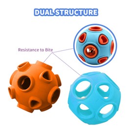 WishLotus Dog Ball, Dog Interactive Toy with Ring Bell Dog Rubber Balls Bouncy Ball Pet Game Puzzle Ball to Increase IQ Search & Catch for Small Medium Dogs (S, Blue + orange)