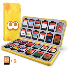 FUNLAB Switch Soft Case, For Switches, Soft Storage Case, Holds 24 Switch Cards & 24 SD Memory Cards, Pockets, Made of PVE, Safe Protection, Convenient to Carry, Waterproof, Dustproof, Yellow