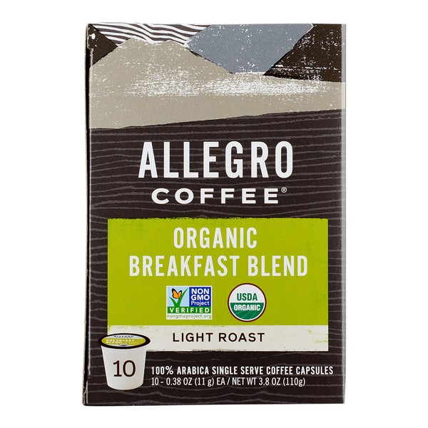 Allegro Coffee Organic Breakfast Blend Coffee Capsules, 3.8 oz, 10 ct