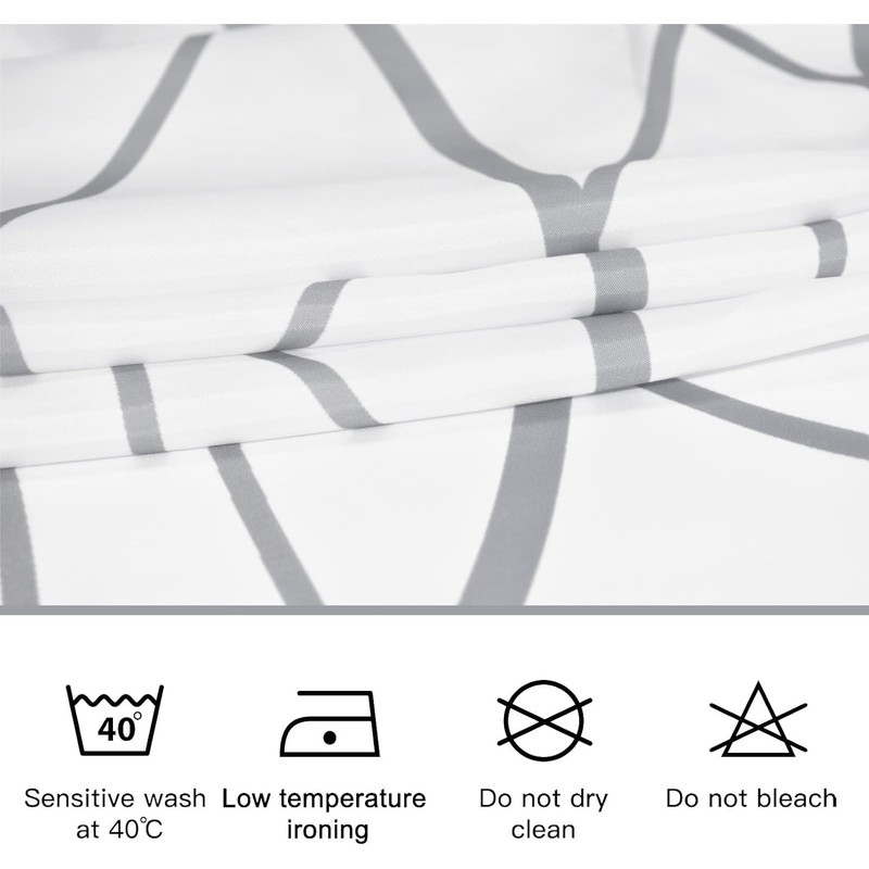 xinbai Grey and White Striped Fabric Shower Curtain for Bathroom