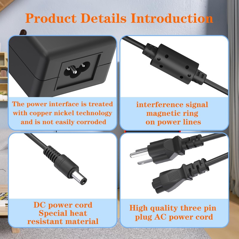 12V Power Cord Compatible with Arcade1up Game Machine - for
