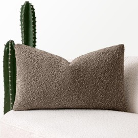 MIULEE Textured Boucle Throw Pillow Cover Dark Brown Accent Solid Lumbar Pillow Case Decorative Soft Pack of 1 Couch Cushion Chair Sofa Bedroom Livingroom Home Decor,12x20 Inch