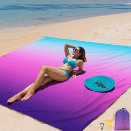 AISPARKY Beach Blanket Waterproof Sandproof Extra Large, Oversized Beach Mat, Quick Drying&Compact&Lightweight, Picnic Blankets Vacation Essentials for Outdoor Beach Camping (79" X 83" (4 Person))
