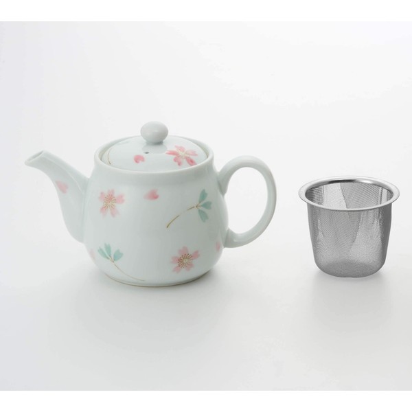 Pottery Teapot, White/Floral, 16.9 fl oz (500 ml), Arita Ware,