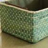 Basket Woven Maize Straw Storage with Handle, Kingwillow(Rectangular,Green Small:12.60"Lx8.66"Wx5.51"H)
