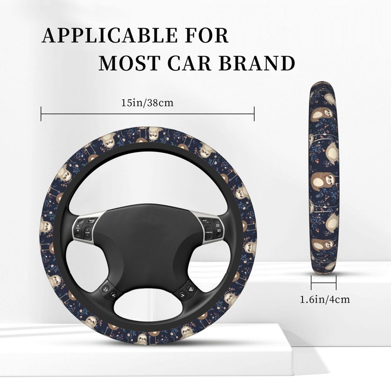Yiohaha Cute Sloth Steering Wheel Cover 15 Inch Car Truck