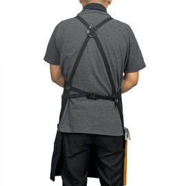 KEMITAC Work Apron, Men's Apron, Gardening Apron, Welding Apron, Outdoor Apron, Waterproof Material, Adjustable, Camping, Nursery, Adult Apron, Work, Home, Cooking, Black