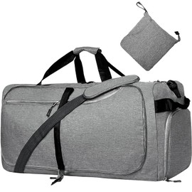 Travel Duffle Bag for Men, Large Foldable Duffel Bags for Traveling with Shoes & Wet Compartment Waterproof Weekender Gym Bag for Men Women, Darkgrey, 115L, Weekender Bag With Shoes Compartment & Wet
