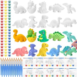 Simgoing 20 Set Dinosaur Ceramic Painting Kit DIY Ceramic to Paint Your Own Dinosaur Figurines Unpainted Plaster Arts and Craft for Adults Christmas Birthday Party Favors