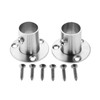 2Pcs Stainless Steel Closet Wardrobe Hanging Rail Rod Pole Socket