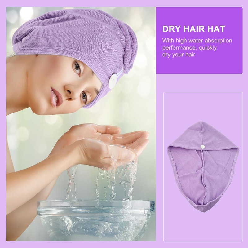 Homoyoyo Toalla de Microfibra Púrpura para Secado Rápido del Cabello
