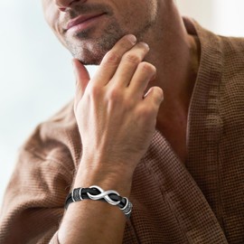 JSNOM Father's Day Gifts for Dad Gift Bracelet: Jewellery Braided Leather Christmas Birthday Gift Leather Bracelet Dad Gift Father's Day, Leather, No gemstone