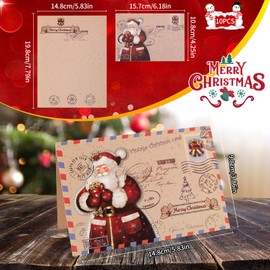 Gukasxi 10 Set Christmas Cards, Vintage Christmas Greeting Cards with Envelopes, Classic Santa Claus Holiday Greeting Cards, Xmas Cards with Blank Inside for Christmas Holiday New Year