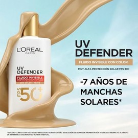 LOréal Paris Protector solar facial FPS50 UV Defender Fluido Invisible Tono Medio, 40ml - Protección solar facial ultra ligero, -50 manchas y -30