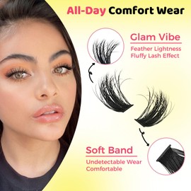 MIKIWI Lash Clusters 280pcs D Curly Individual Lashes, Wispy 3D Cluster Eyelash Extensions, Fluffy Thick Volume Eyelash Clusters for DIY Lash Extension